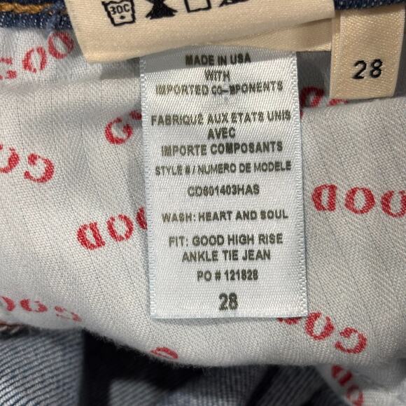 Alice + Olivia Size 28 Med Blue Good High Rise Skinny Crop Ankle Tie Jeans - Picture 5 of 8